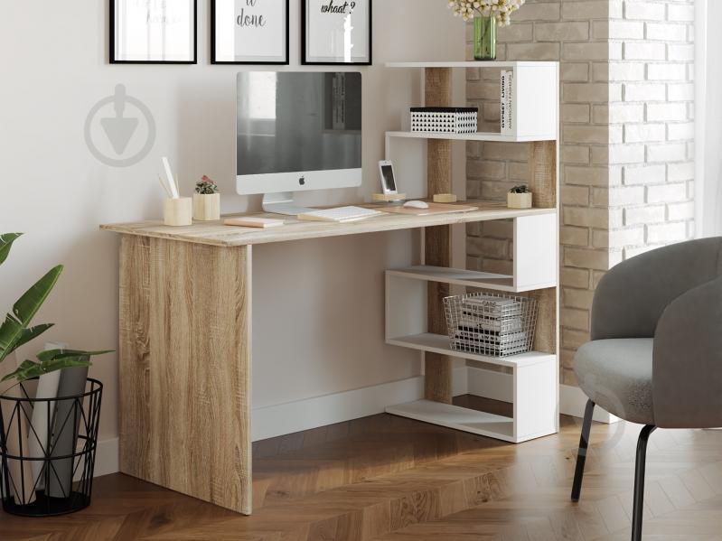 Стіл комп'ютерний Moreli Christer Ш1416*В1226*Г600 Дуб сонома-Білий