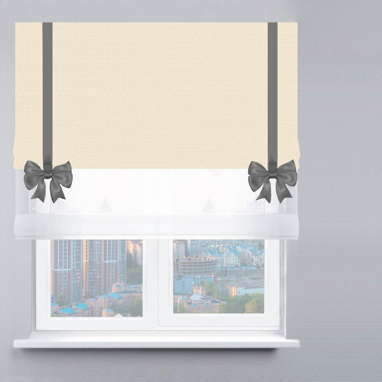 Римская штора день-ночь лен с лентой и бантом 220х170 см Белый/Молочный