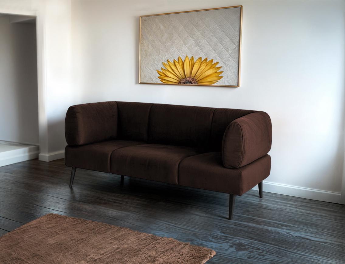 Диван с подлокотниками Tobi Sho Бенно-1 офисный с конусной ногой 1200х720х750 мм велюр Emilia 27 Chocolate - фото 3