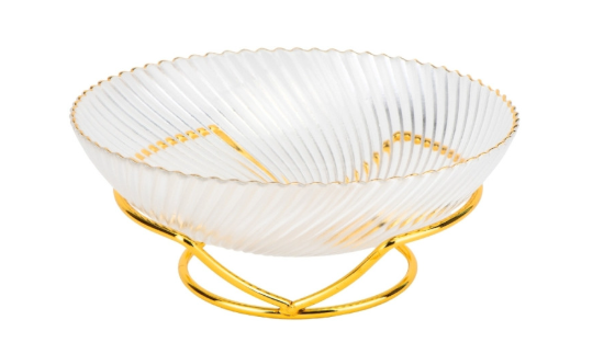 Салатник Elisey 9219-042 Золотая волна стеклянный на металлическом подставке 30 см (2764143193)
