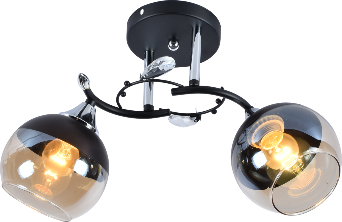 Люстра потолочная Light House SRS-20706/2 плафон черный/прозрачный Черный/Хром Люстра потолочная Light House SRS-20706/2 плафон черный/прозрачный Черный/Хром