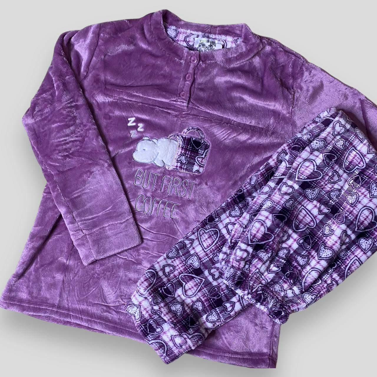 Пижама женская плюшевая с мишкой кофта и брюки 3XL (X12590) - фото 4 Пижама женская плюшевая с мишкой кофта и брюки 3XL (X12590) - фото 4