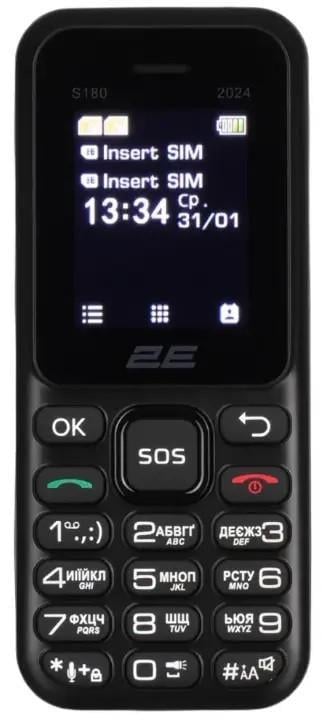 Кнопковий телефон 2E S180 2024 2 SIM Чорний (2896816305)