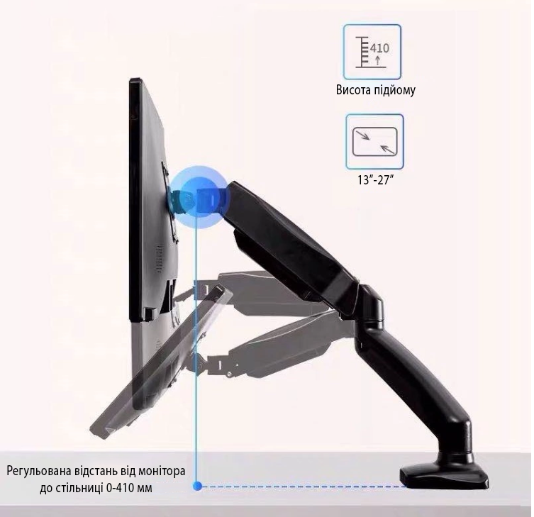 Кронштейн для для монітора SECTOR MB-03 10"-27" настільний Чорний - фото 8