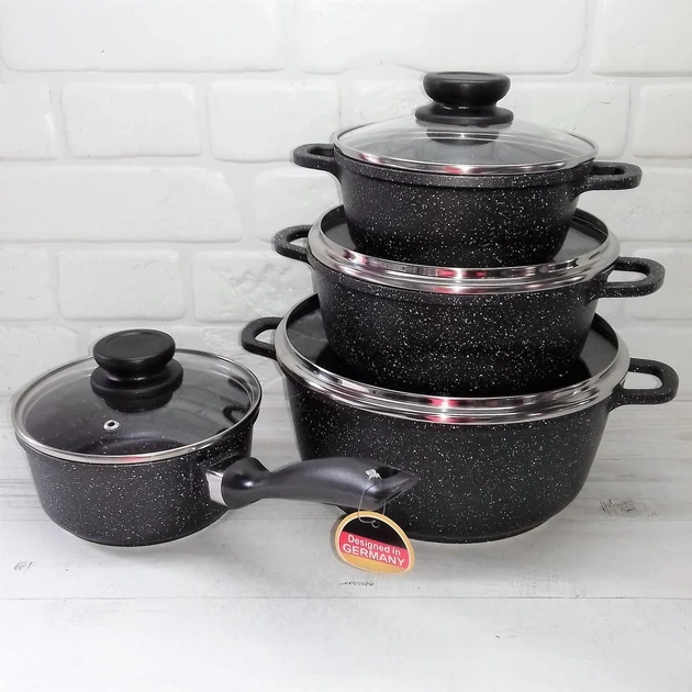 Набор кастрюль Edenberg 8 с мраморным покрытием (EB-9180) - фото 2