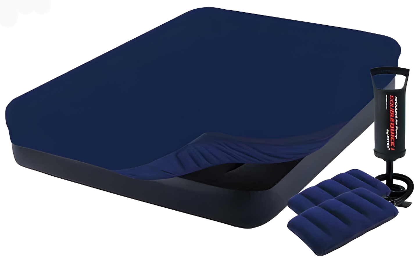Надувной матрас Intex 64142-3 с подголовьем с ручным насосом двумя подушками и наматрасником 137х191х25 см Черный (34-9-64142-3)
