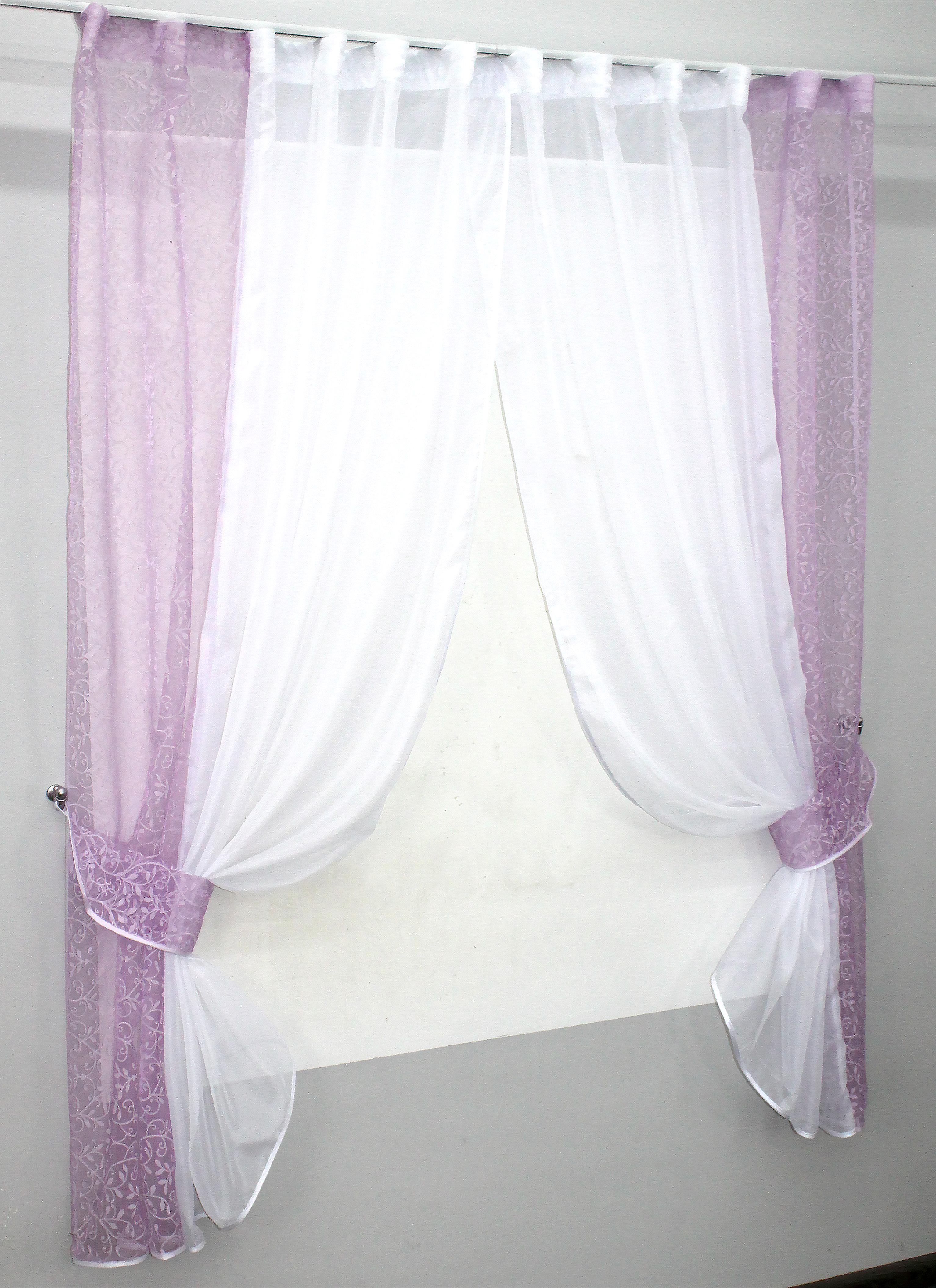 Штори кухонні VR-Textil № 083к з підв'язками 260х170 см Бузковий/Білий (52-0424) - фото 2 Штори кухонні VR-Textil № 083к з підв'язками 260х170 см Бузковий/Білий (52-0424) - фото 2