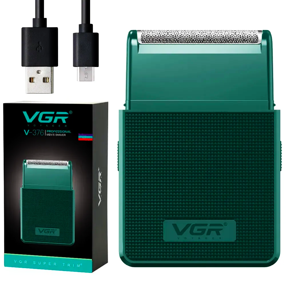 Електробритва акумуляторна з триммером USB VGR V-376 Зелений (25636196)