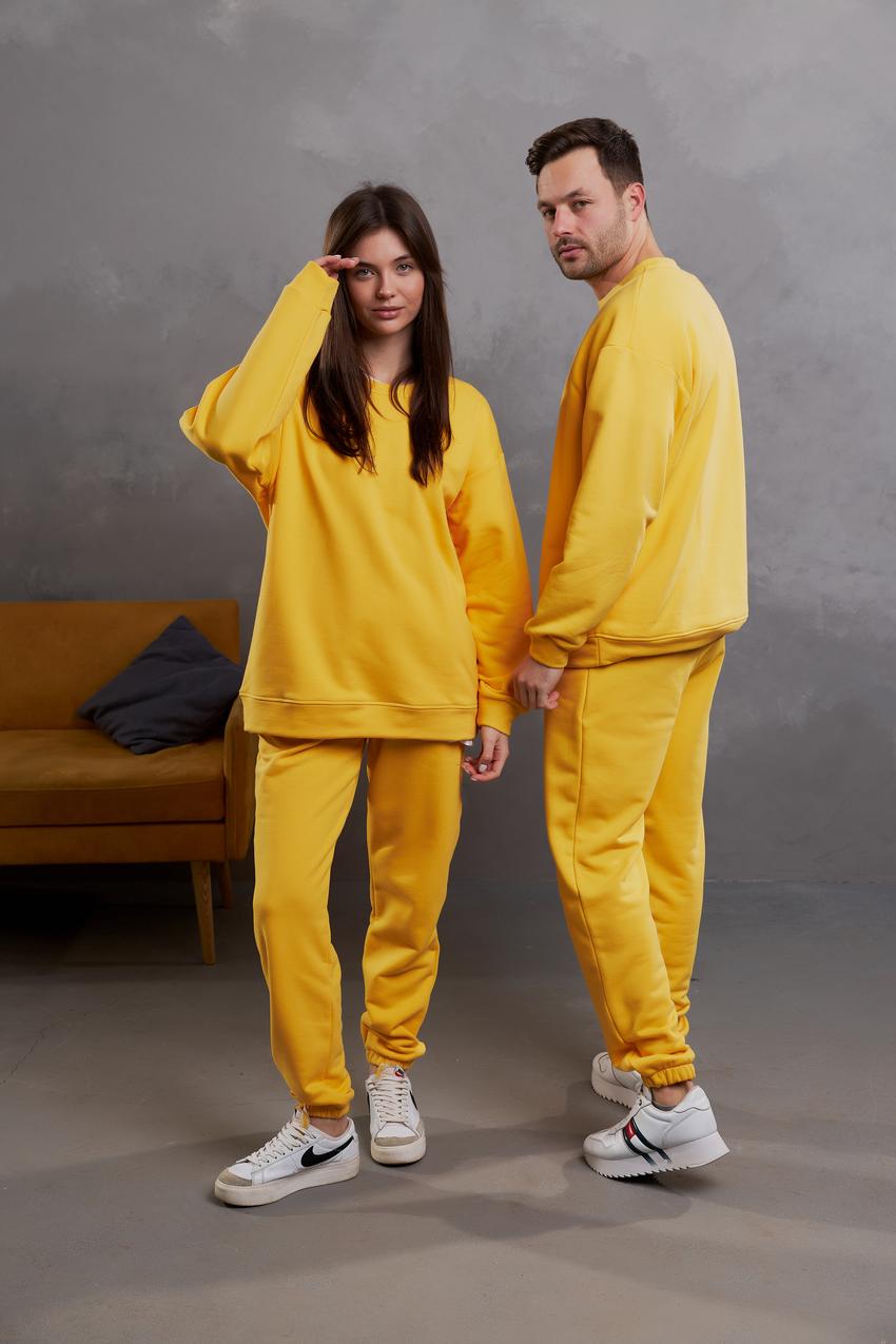 Костюм спортивный женский М123 со свитшотом и джогерами 3х-петля L Желтый (914-1-62)