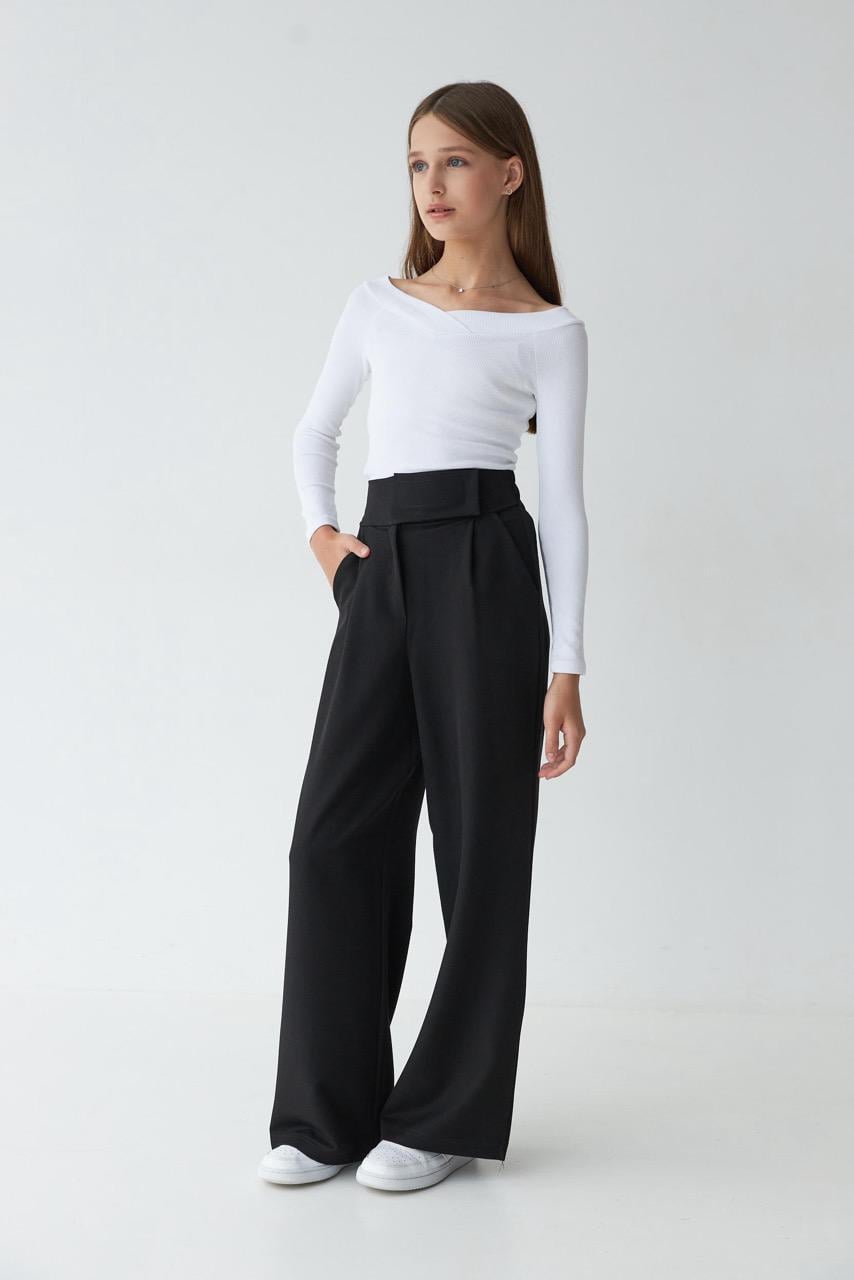 Брюки школьные для девочки Valza 3408-02 костюмная ткань 116 см Черный