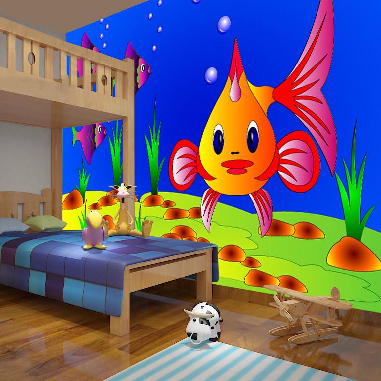 Фотообои 3D для детской комнаты Яркая рыбка