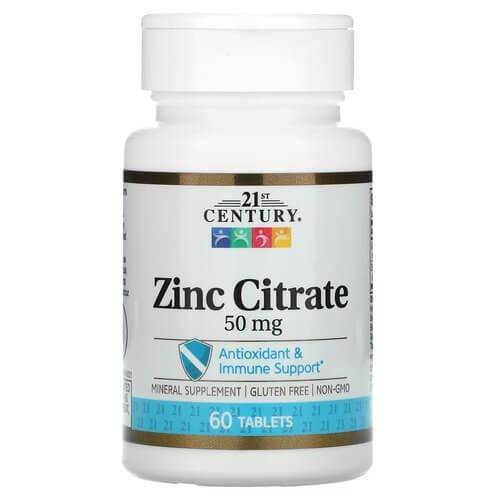 Цинк 21st Century Zinc Citrate 50 мг 60 табл. (CEN-28026)
