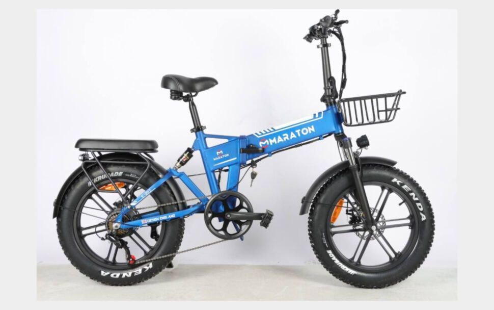 Электровелосипед складной Fatbike Maraton Trigo 20" 1200W 48V 24Ah Голубой (ЕВ-1200-48-24Г) Электровелосипед складной Fatbike Maraton Trigo 20" 1200W 48V 24Ah Голубой (ЕВ-1200-48-24Г)