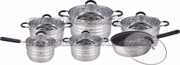 Набір кухонного посуду Edenberg з нержавіючої сталі 12 пр. (EB-4080) - фото 2 Набір кухонного посуду Edenberg з нержавіючої сталі 12 пр. (EB-4080) - фото 2