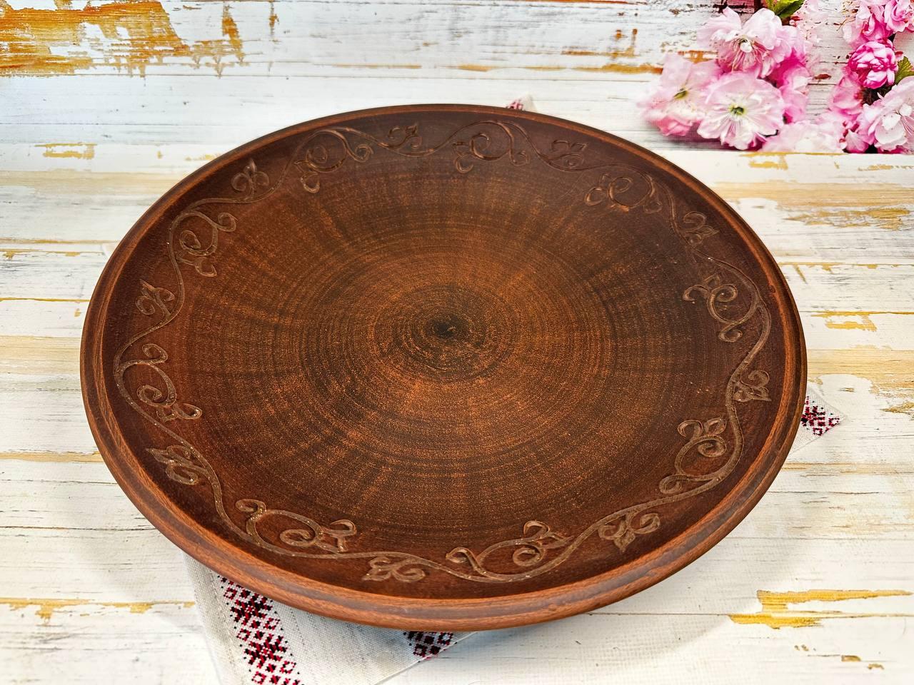 Блюдо глиняное с декоративной резьбой 35 см (1986188769) - фото 2