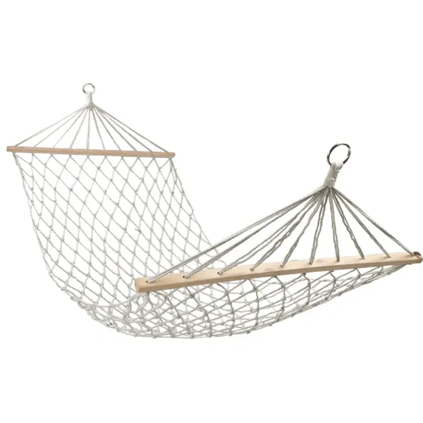 Гамак підвісний плетений одномісний туристичний з поперечинами 185х91 см Білий (A27-150)