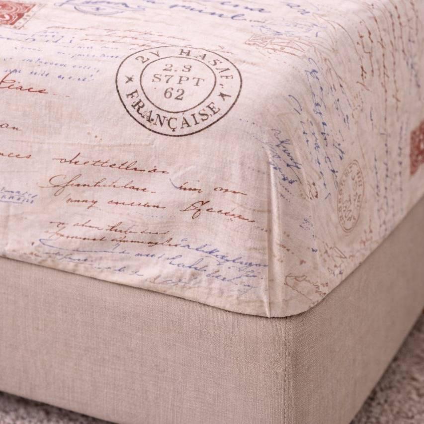 Простынь на резинке Письма из путешествий бязь 180х190х25 см Бежевый (207945885)