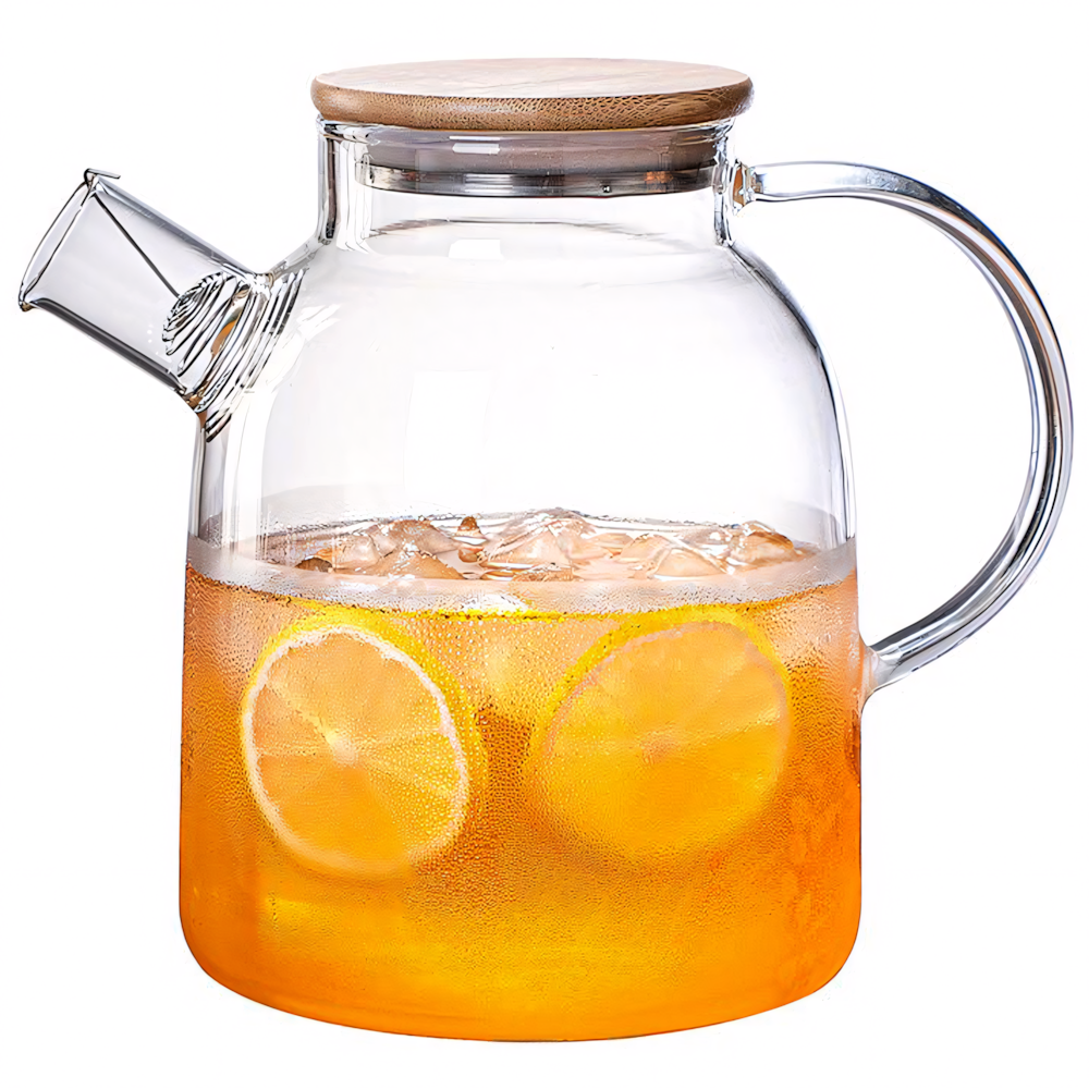 Заварочный чайник Стокгольм из жаропрочного стекла с бамбуковой крышкой 1650 мл