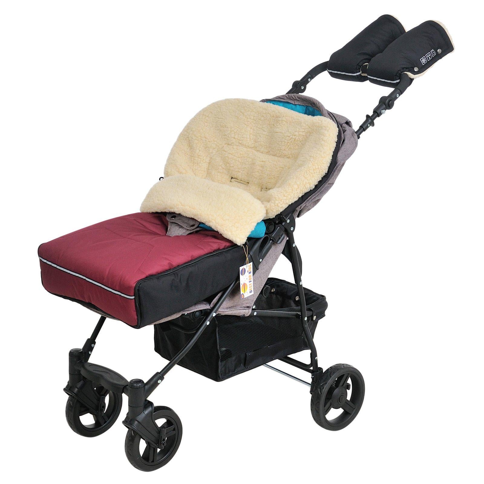 Комплект конверт-чехол зимний For Kids Ideal с рукавицами на коляску 2в1 Бордовый (894)