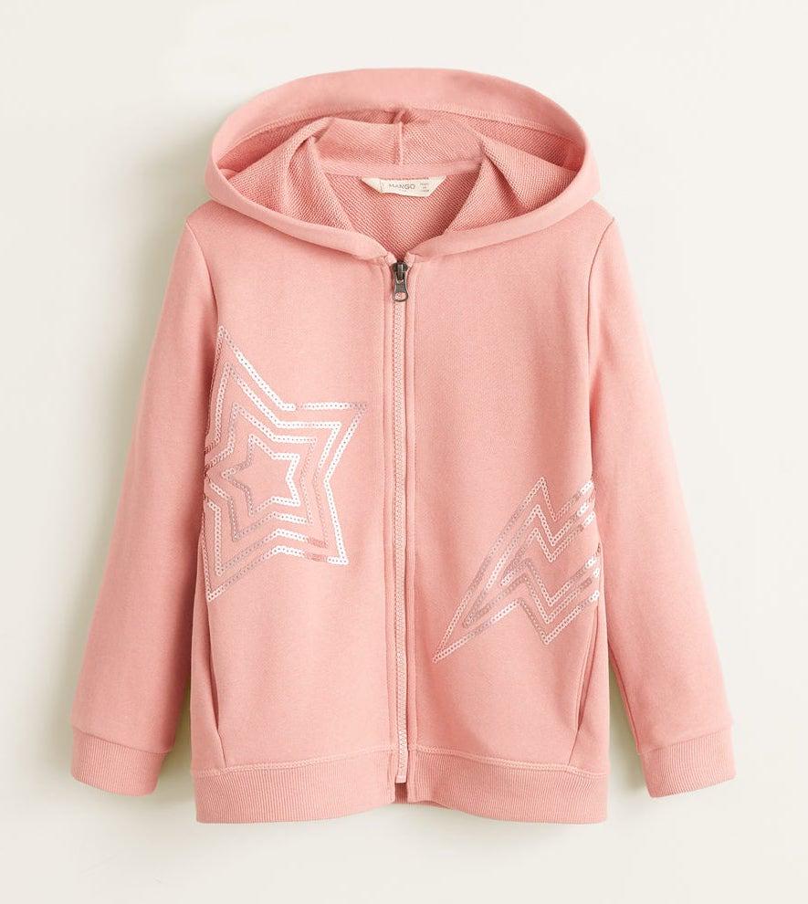 Толстовка для девочки Mango на молнии размер 122 Розовый (43000794)
