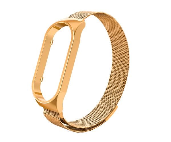 Ремінець Milanese Magnetic для Xiaomi Mi Band 7 Рожевий/Золотий