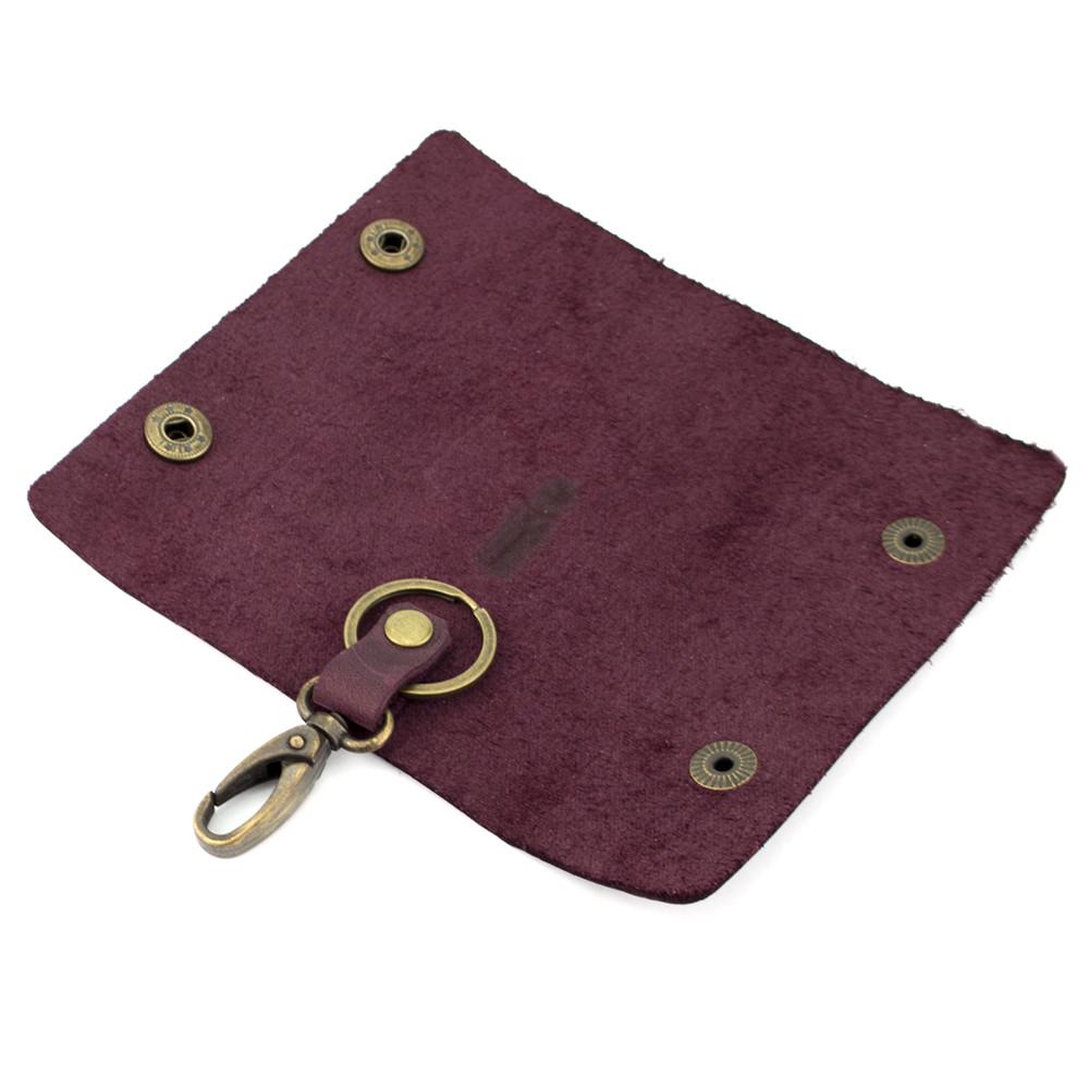 Ключница кожаная HandyCover HC0055 с карабином Бордовый - фото 3