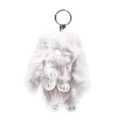 Брелок меховой кролик белый 14 см White