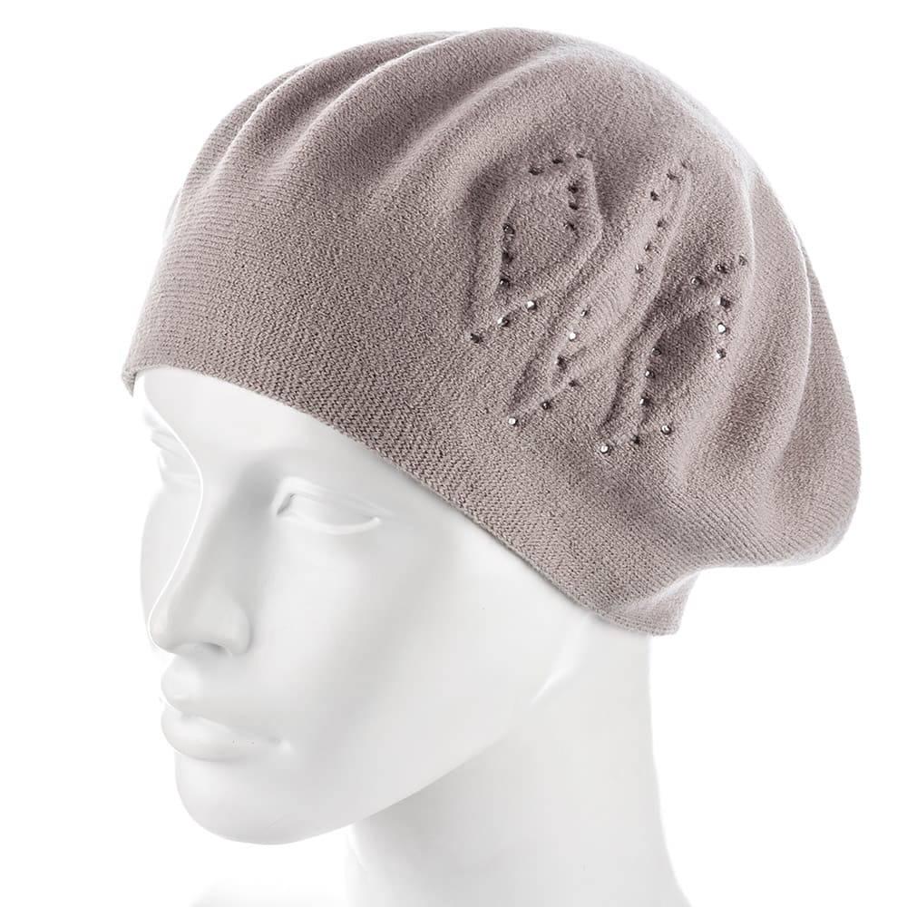 Берет женский Zolly ZH219 со стразами тонкой вязки полушерстяной Лен