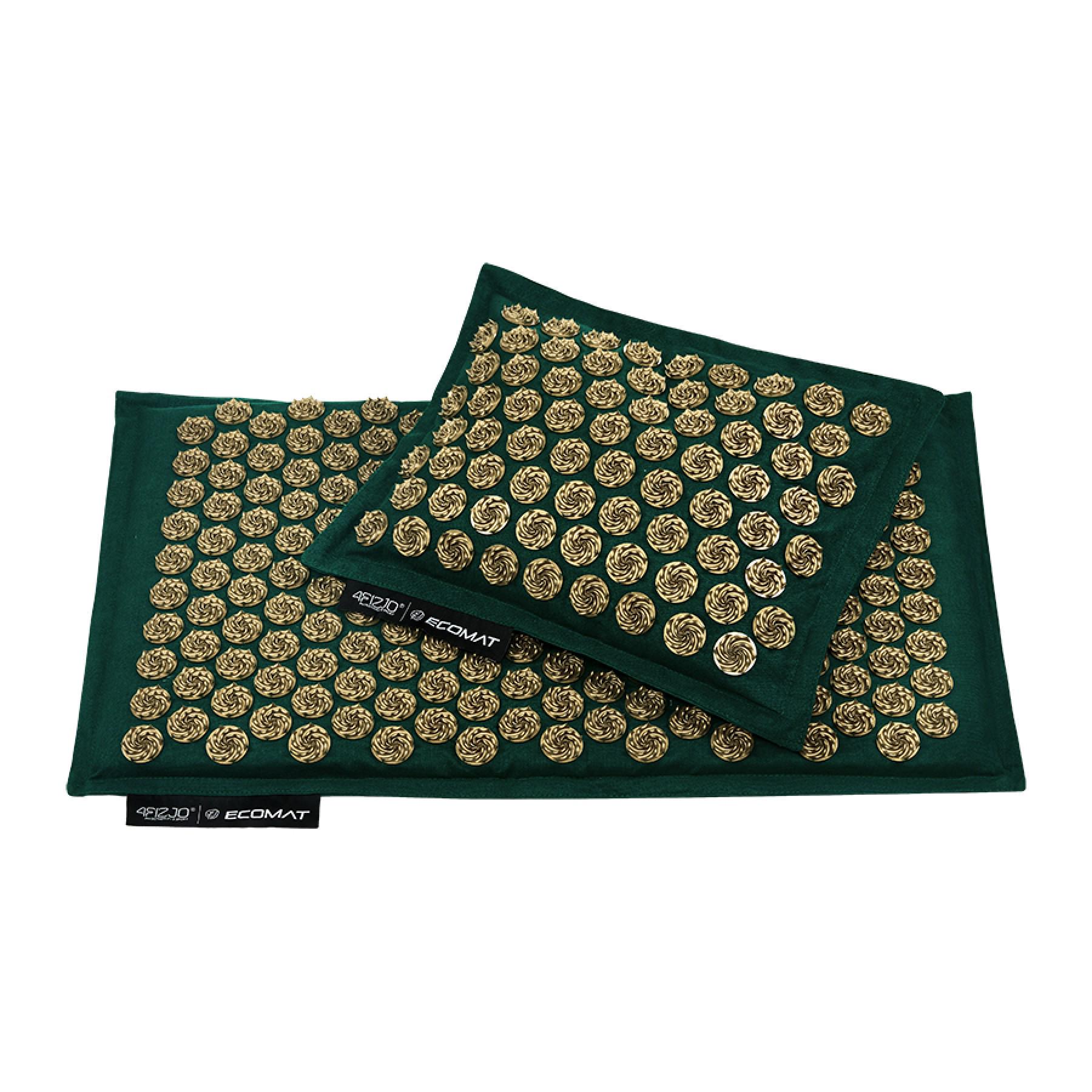 Коврик акупунктурный 4FIZJO Eco Mat Аппликатор Кузнецова с подушкой 68x42 см Navy Green/Gold (25816) - фото 3