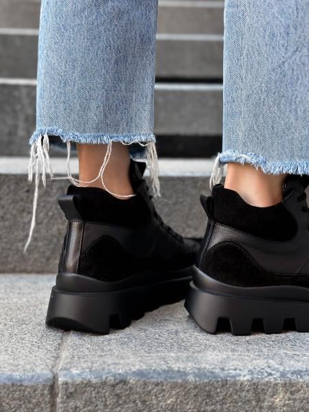 Кроссовки женские кожаные высокие на меху р. 40 26 см Черный - фото 4 Кроссовки женские кожаные высокие на меху р. 40 26 см Черный - фото 4