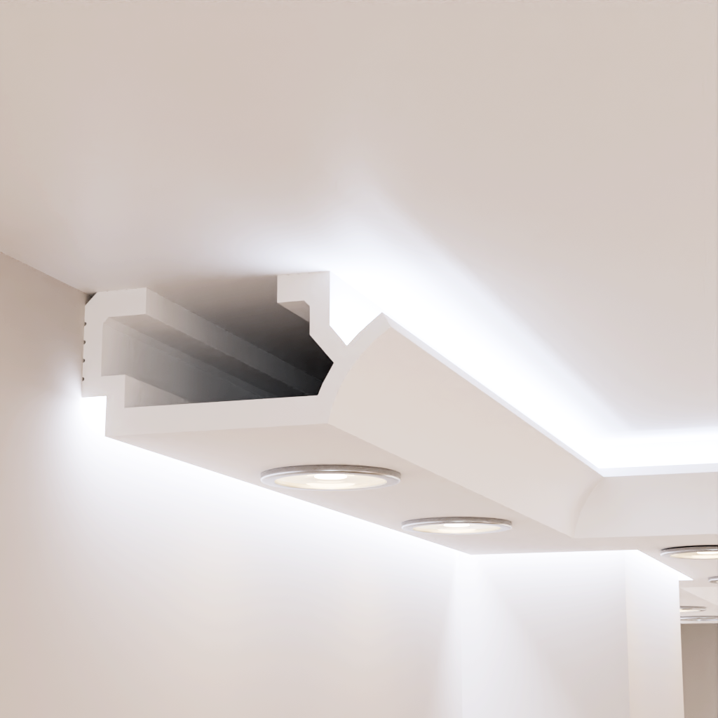 Карниз дюрополимерный Tesori KD 410 стельовий для LED освещения 240x110x1150 мм (25398232)