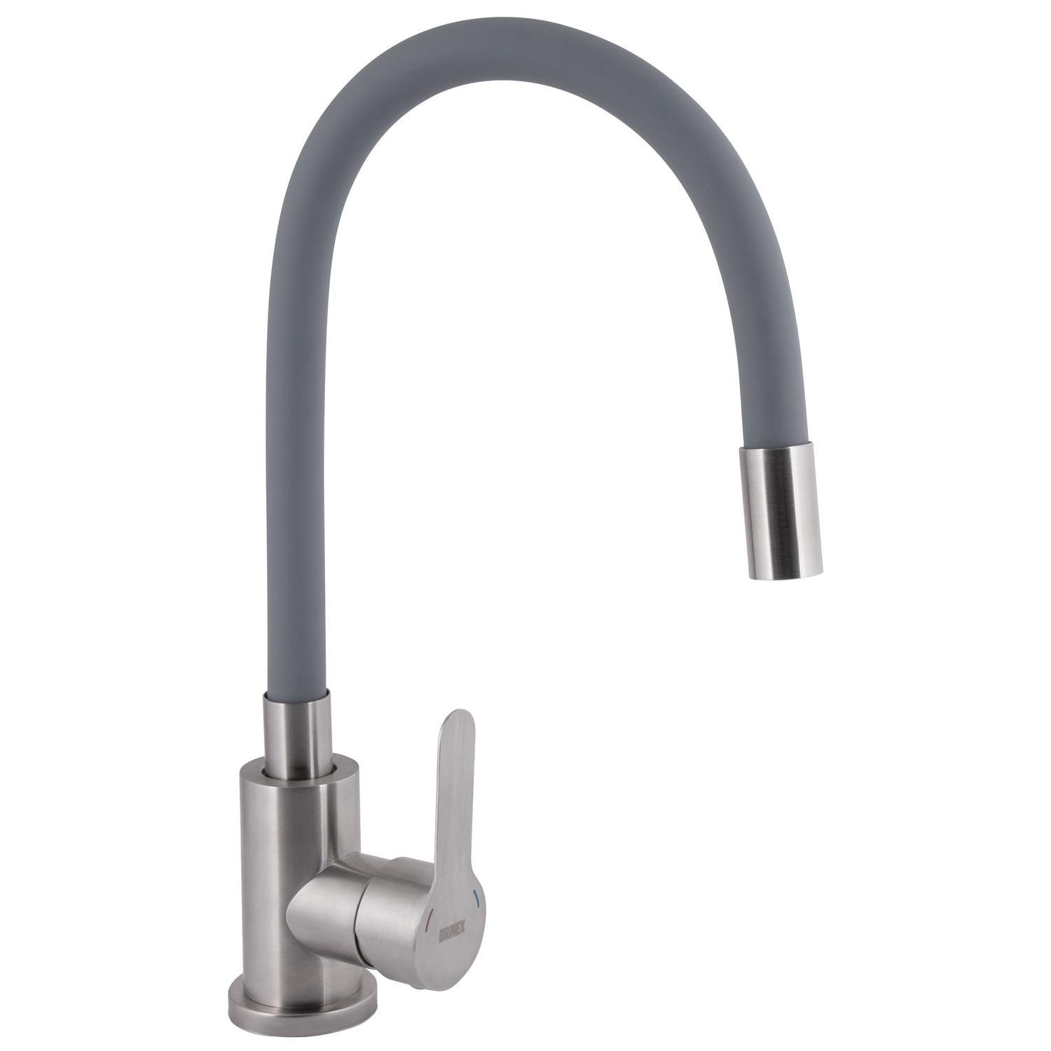 Смеситель для кухни Brinex Pure BRIPUR015F3NKG с гибким изливом Серый (247634)