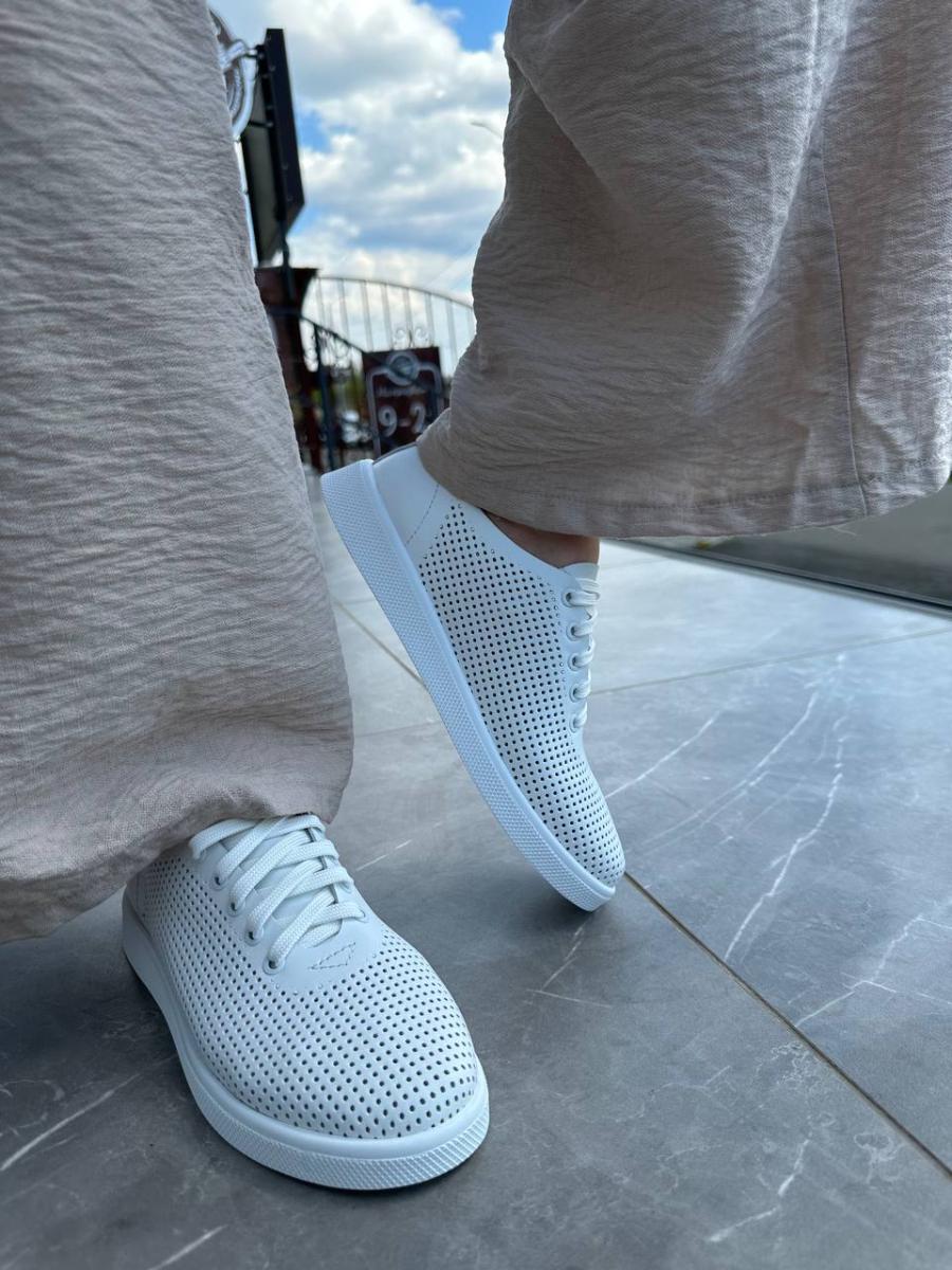 Кеды женские кожаные с перфорацией р. 38 Белый (9703/38)