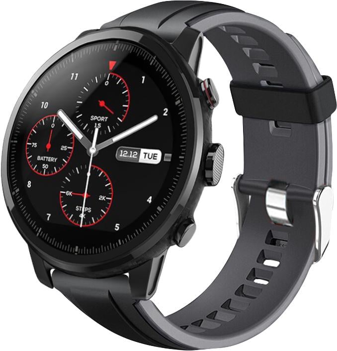Ремешок Coholl для Amazfit Stratos 22 мм Black/Grey (16269)