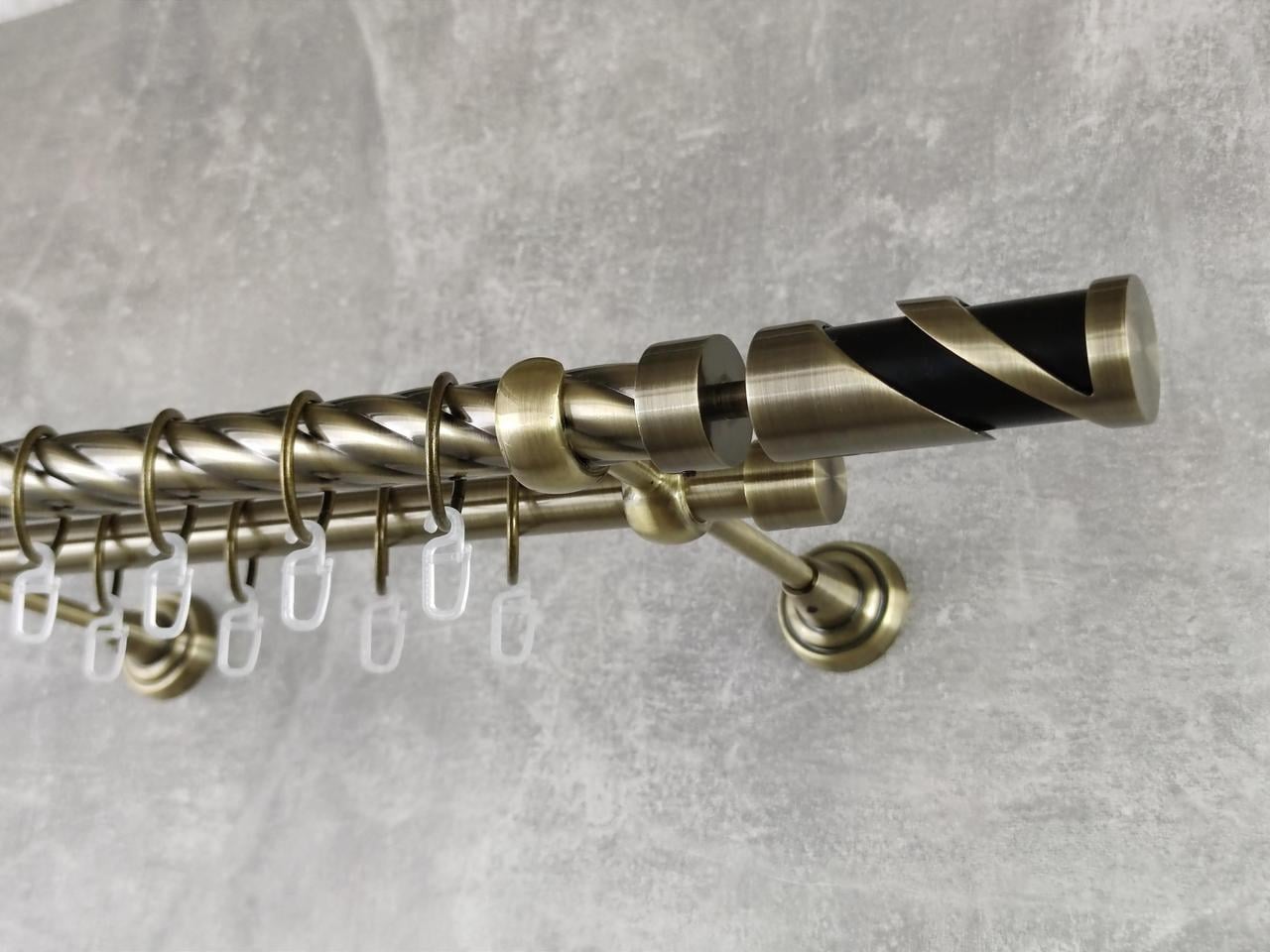 Карниз MStyle металлический для штор двухрядный Сиена 25/19 мм крученый 240 см Антик (5012600)