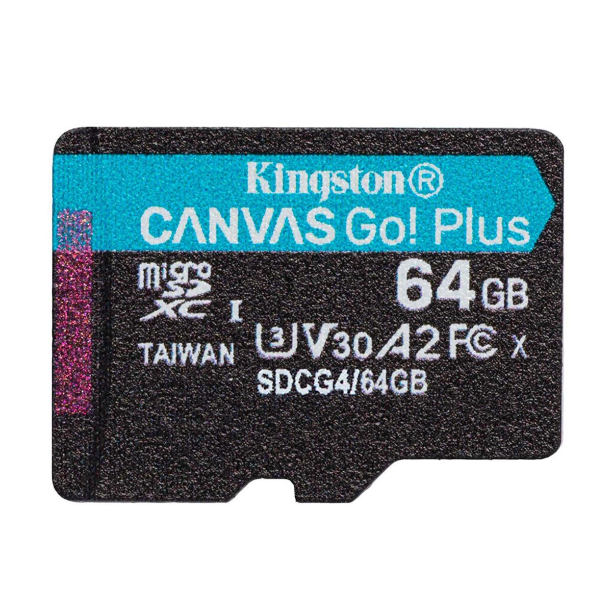 Карта памяти Kingston Canvas Go! Plus 64 GB microSDXC UHS-1 U3 class 10 A2 V30 R200MB/s (SDCG4/64GBSP) - фото 1 Карта памяти Kingston Canvas Go! Plus 64 GB microSDXC UHS-1 U3 class 10 A2 V30 R200MB/s (SDCG4/64GBSP) - фото 1