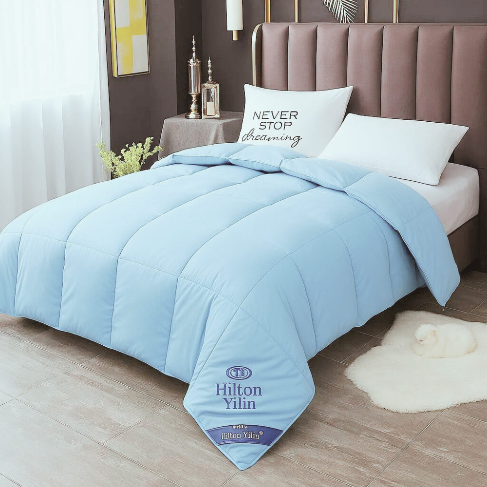 Одеяло односпальное для дома и гостиниц Hilton 2 кг силиконовый наполнитель 150х200 см Голубой