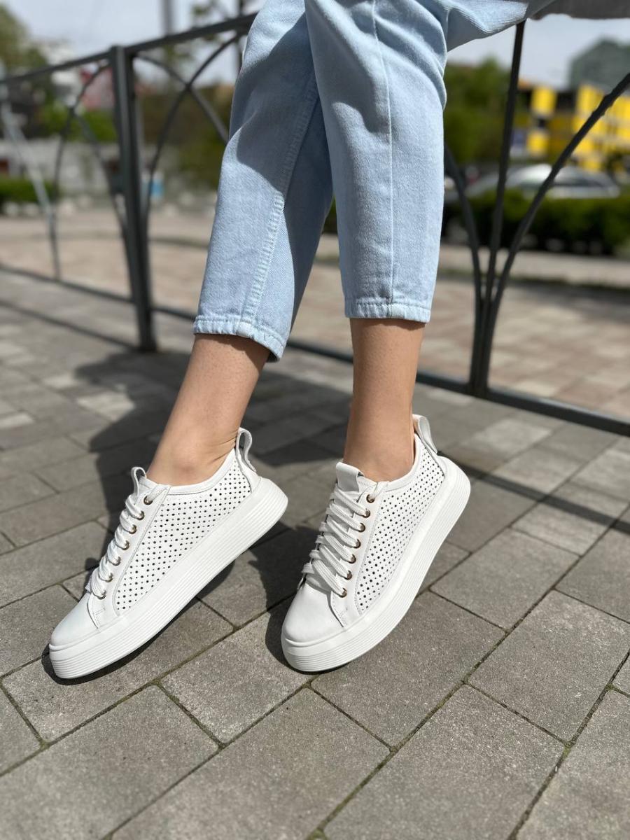 Кеды женские кожаные с перфорацией р. 36 Белый (6710-1/36)