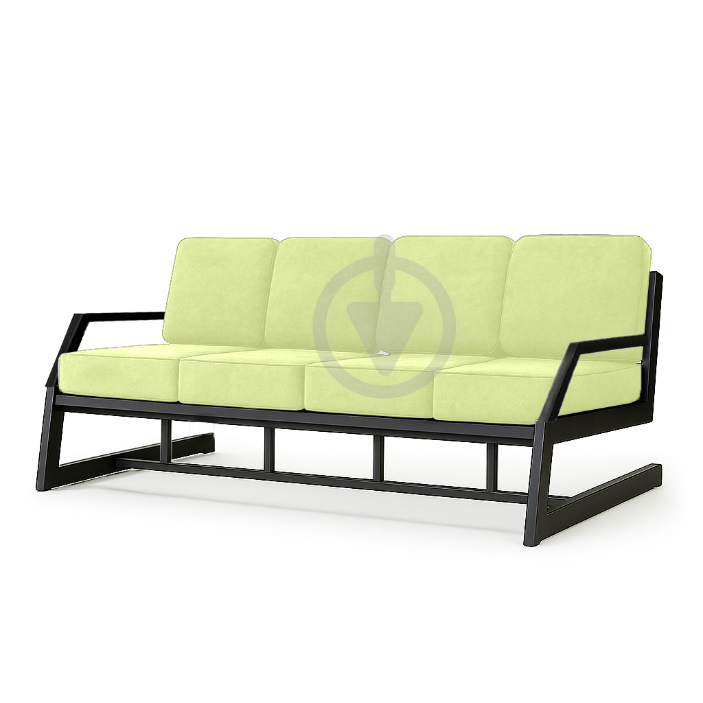 Диван металевий AVVS Атлас з підлокотниками лофт велюр 206 см Салатовий