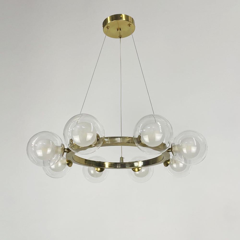 Люстра кольцевая латунная с 8 двойными плафонами Ø 50 см (MJ 207/8 AB)