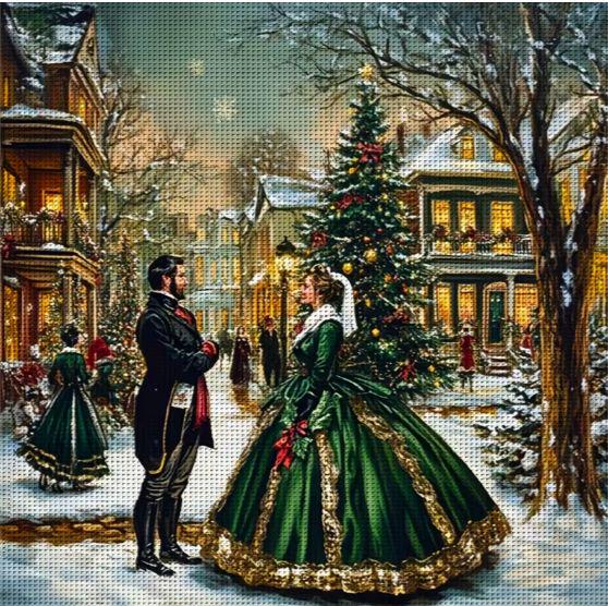 Набор для вышивки крестом Викторианская леди с нанесенным рисунком 30х30 см 14CT канва Аида (2844036735)