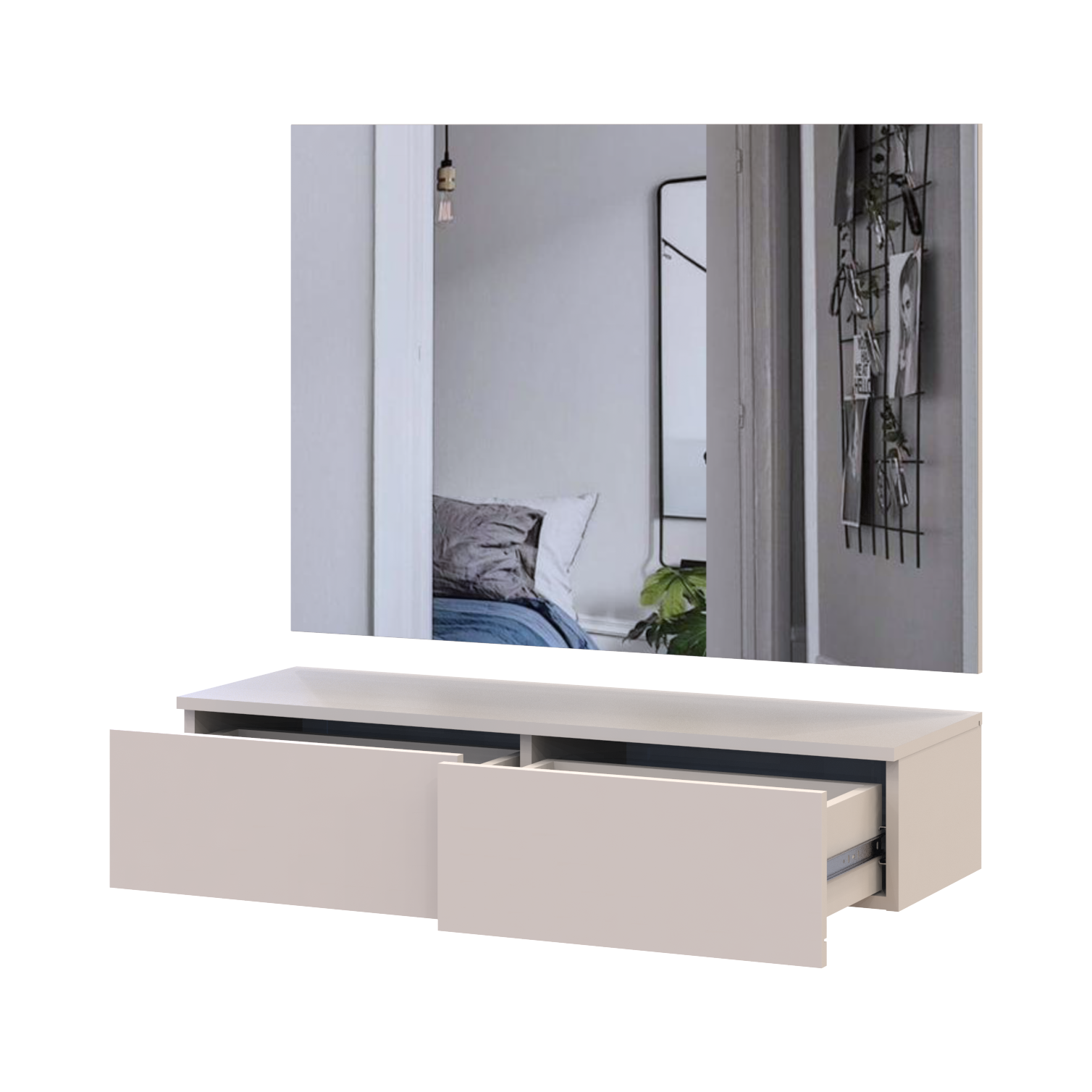 Тумба та дзеркало Doros Левія 100х32х100 см Кашемір (42005237) - фото 2 Тумба та дзеркало Doros Левія 100х32х100 см Кашемір (42005237) - фото 2