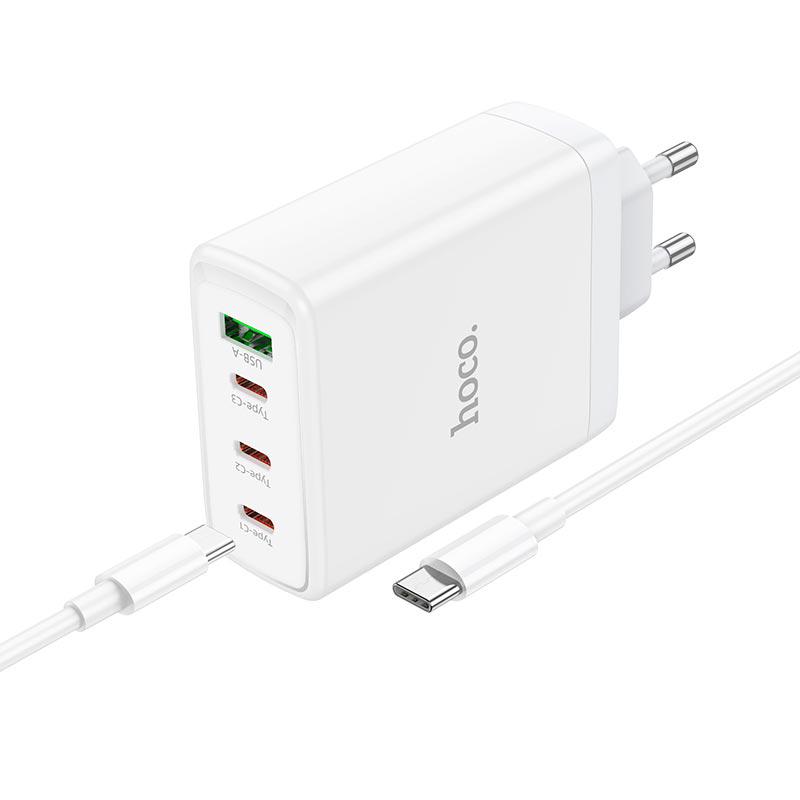 Зарядное устройство Hoco Leader Type-C to Type-C Cable four-port 3c1 А Fast Charger N31 4Type-C 1USB 100 W 5 А PD QC White (562215) - фото 3 Зарядное устройство Hoco Leader Type-C to Type-C Cable four-port 3c1 А Fast Charger N31 4Type-C 1USB 100 W 5 А PD QC White (562215) - фото 3