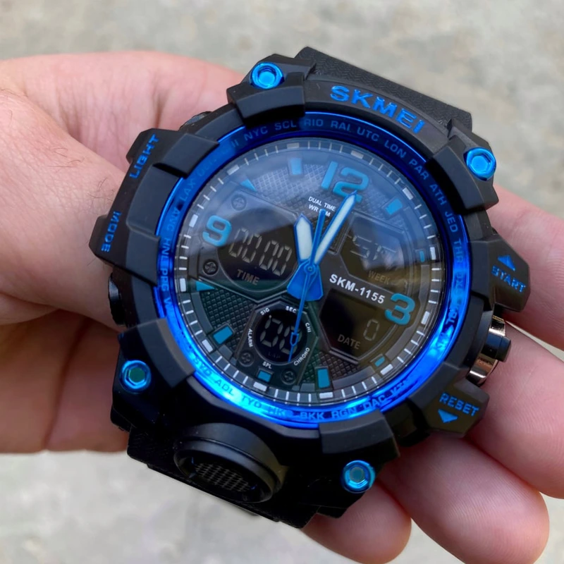 Наручний годинник Skmei 1155 Black/Blue - фото 4 Наручний годинник Skmei 1155 Black/Blue - фото 4