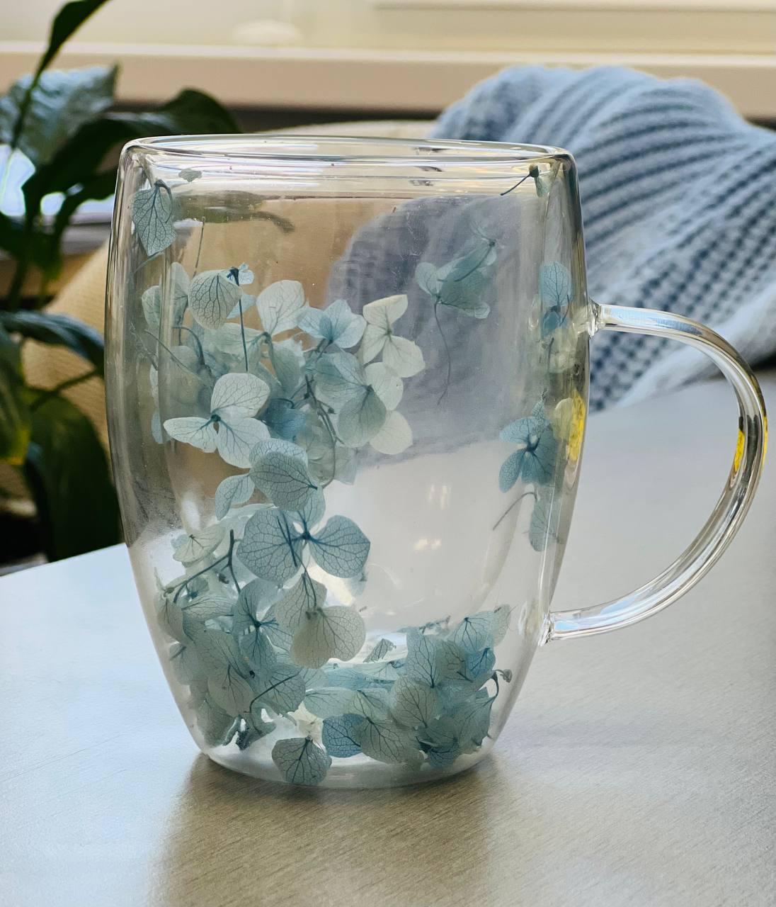 Чашка с двойным дном Лепестковое утро 350 мл Прозрачный (8030-503)