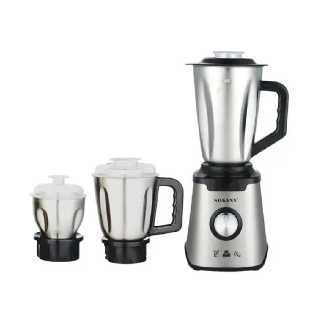 Блендер стационарный Sokany SK-187 с тремя чашами 05/1/15 л сталь
