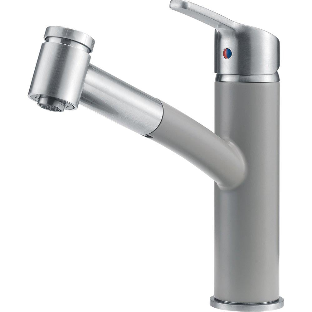 Кухонный смеситель Franke SMART PULL OUT SPRAY с выдвижным изливом и функцией душа Никель оптик/Серый (115.0545.423)