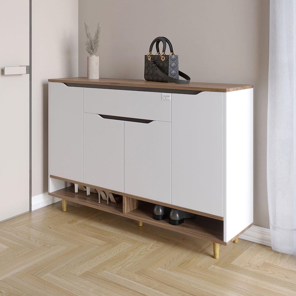 Тумба для взуття в передпокій Lion Салліван Тумба-2 Німфея альба/Дуб ліворно (Lion-041133)