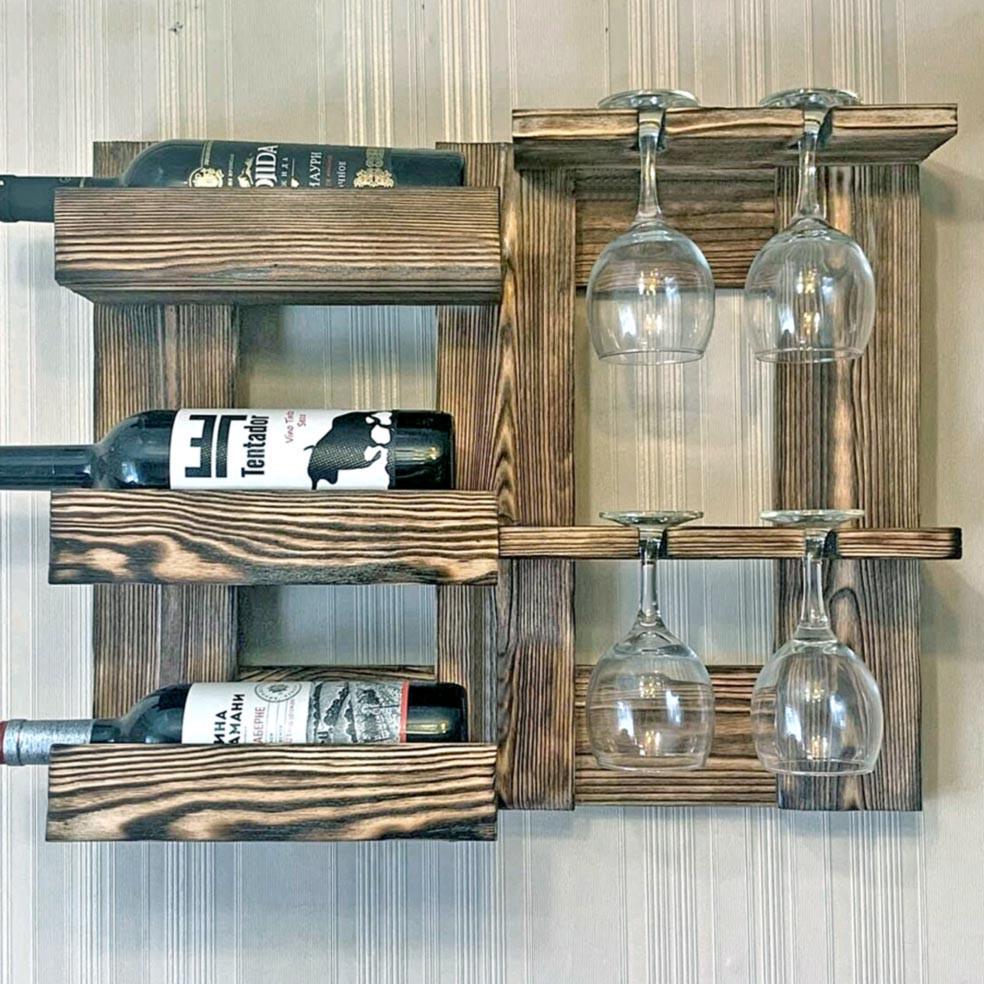 Полка для вина настенная из дерева Такино Бенгала (ПНК-010527)