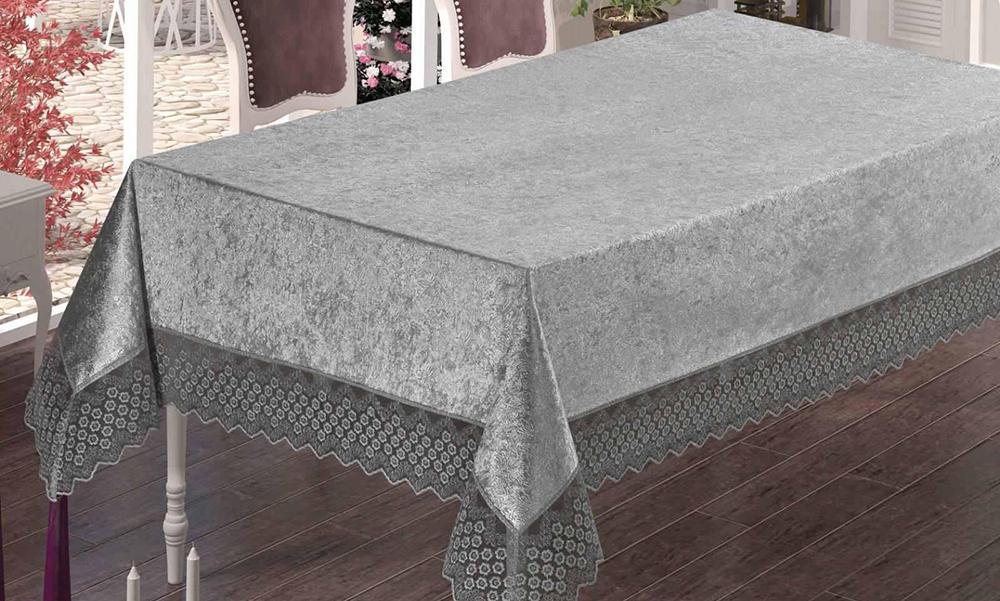Скатерть велюровая Maison Royale 160x260 Nazende Grey (CN9250)